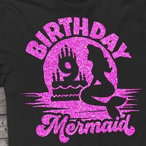 Sirène 9ème anniversaire svg, 9ème anniversaire Sirène svg, Fille d’anniversaire sirène svg Fille anniversaire svg fichier coupé pour Cricut. Fichiers Svg, Dxf, Png.
