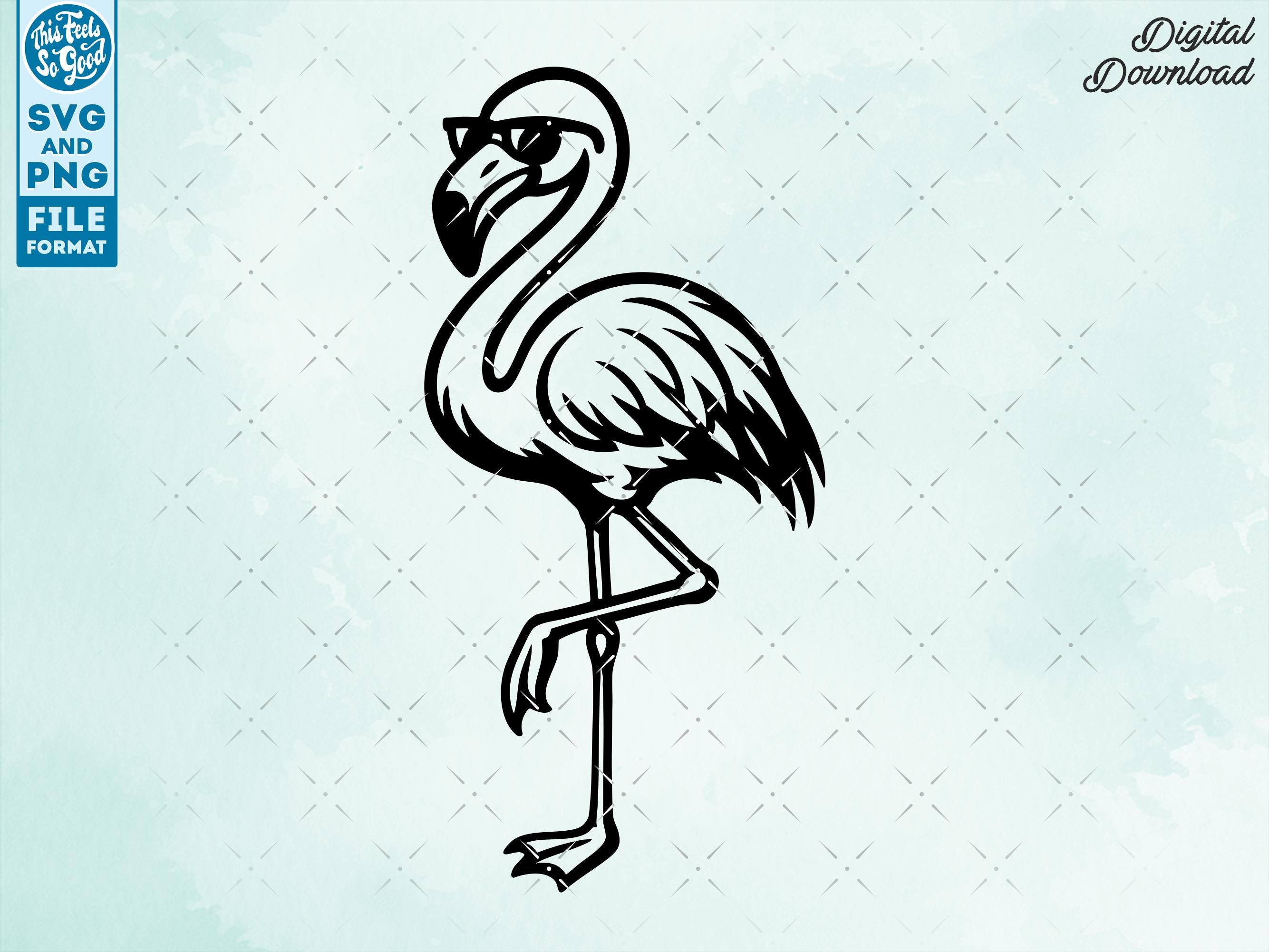 Sunglasses Flamingo SVG Png Cut File Sunglasses wearing Flamingo Svg for Cricut, Laser Cut, Etching, PNG, Dxf Vector Graphic