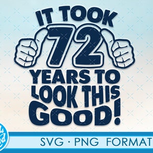 Engraçado aniversário de 72 anos SVG png. Arquivos de corte svg de aniversário de 72 anos, arquivo de corte svg de 72 anos para cricut. 72º aniversário png svg cassete clipart