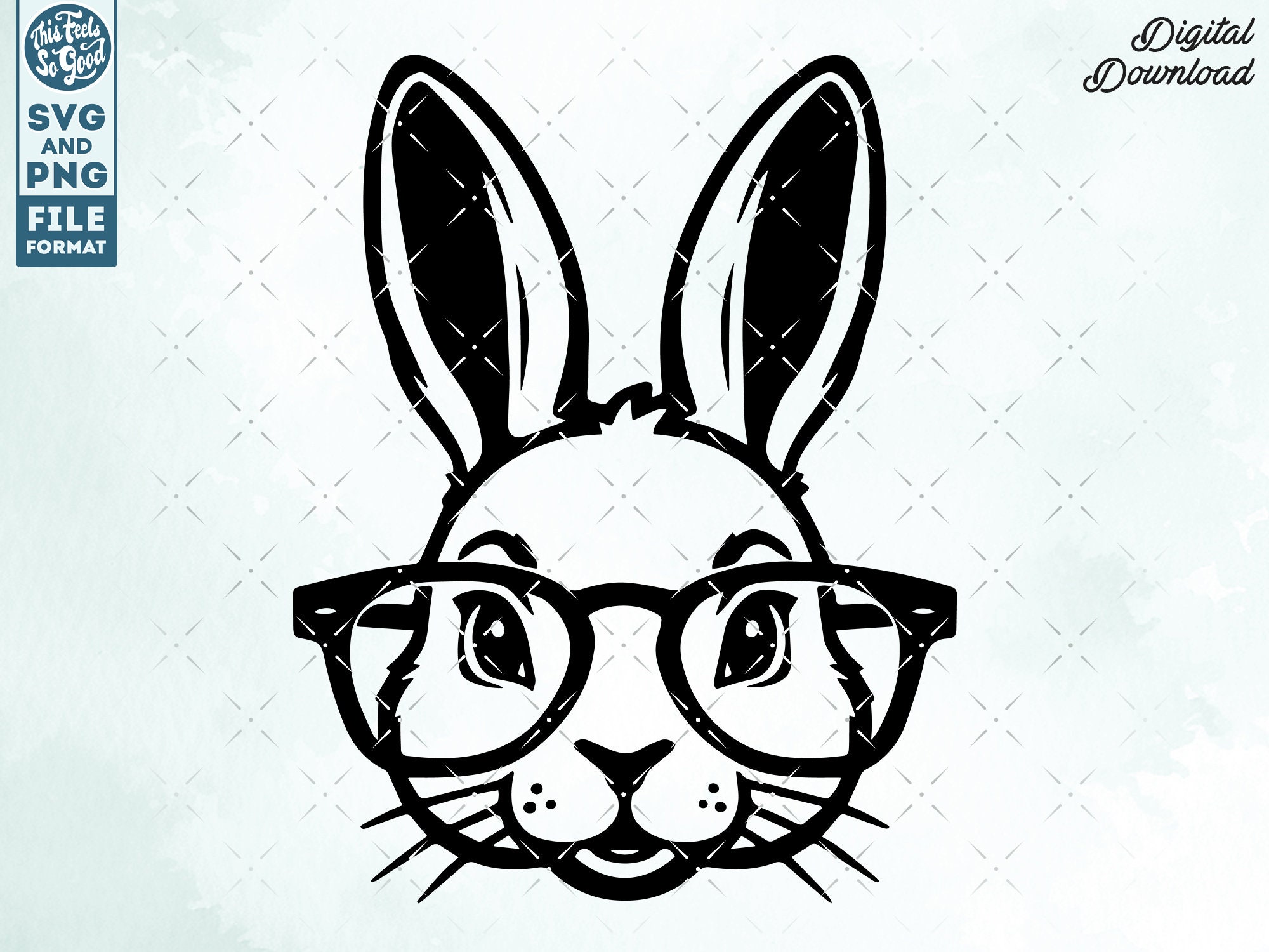 Cute Rabbit SVG, Rabbits Svg, Rabbit Wearing Glasses Cut File for ...