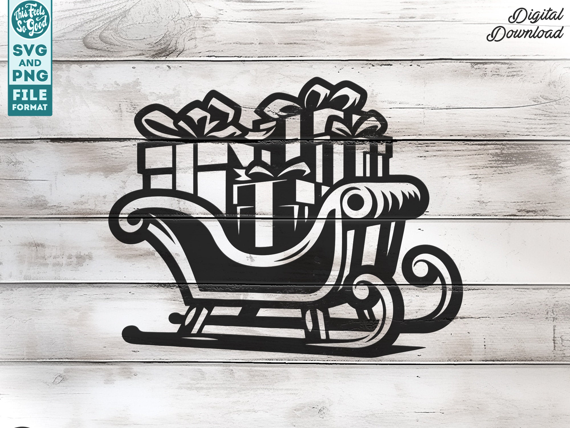 Christmas Sleigh SVG, Holiday Sleigh Svg Cut File, Santa Sleigh Clipart ...