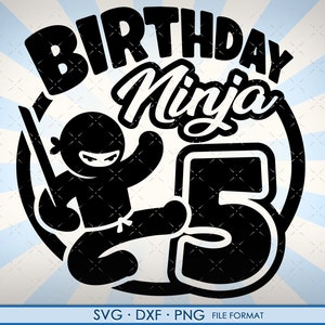 5ème anniversaire svg, Cinquième anniversaire svg, Tournant 5 ans, Garçons Ninja, 5ème, anniversaire, 5, png, svg, dxf, fichiers svg pour cricut, Garçon d’anniversaire