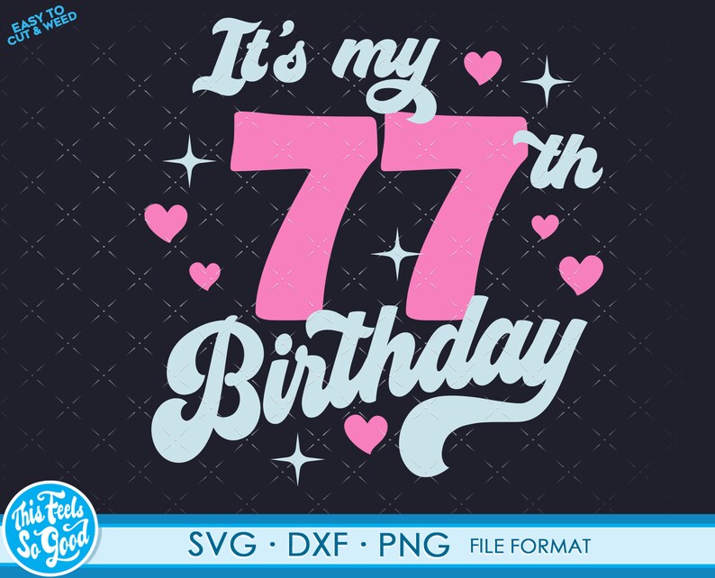 Cute Turning 77 Years Old Svg 77th Birthday Svg Files for Cricut ...
