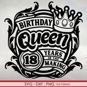 18th Birthday SVG files for Cricut. Birthday Gift 18th Birthday png, svg, dxf clipart files. Birthday Queen 18th Birthday svg