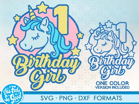 Download Cute Girls Unicorn 1st Birthday Svg Png Unicorn Svg Files For Etsy