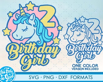 Girls Unicorn 2nd Birthday svg png. Unicorn svg files for cricut. Unicorn svg png, dxf, 2 year old unicorn birthday gift