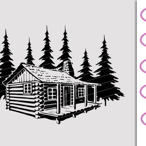 In woods log cabin SVG Cut Files PNG, woods pine tree log cabin Cutting Files, vector clip-art log cabin SVG Cuttable Files, download png