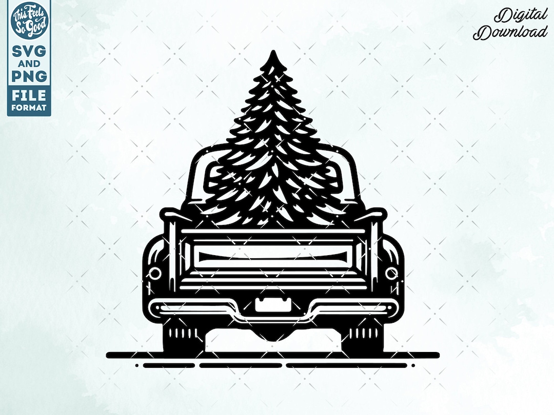 Vintage Truck Christmas Tree SVG, Old Pickup Xmas Tree Cut File