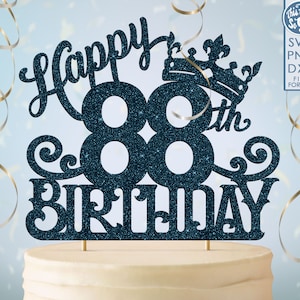 88 88e anniversaire gâteau topper svg, 88 88e joyeux anniversaire gâteau topper, joyeux anniversaire svg 88 88e anniversaire gâteau topper png, dxf, svg fil coupé