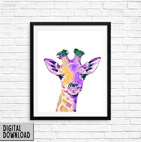 Cute Giraffe Print Download Printable Wall Art African | Etsy