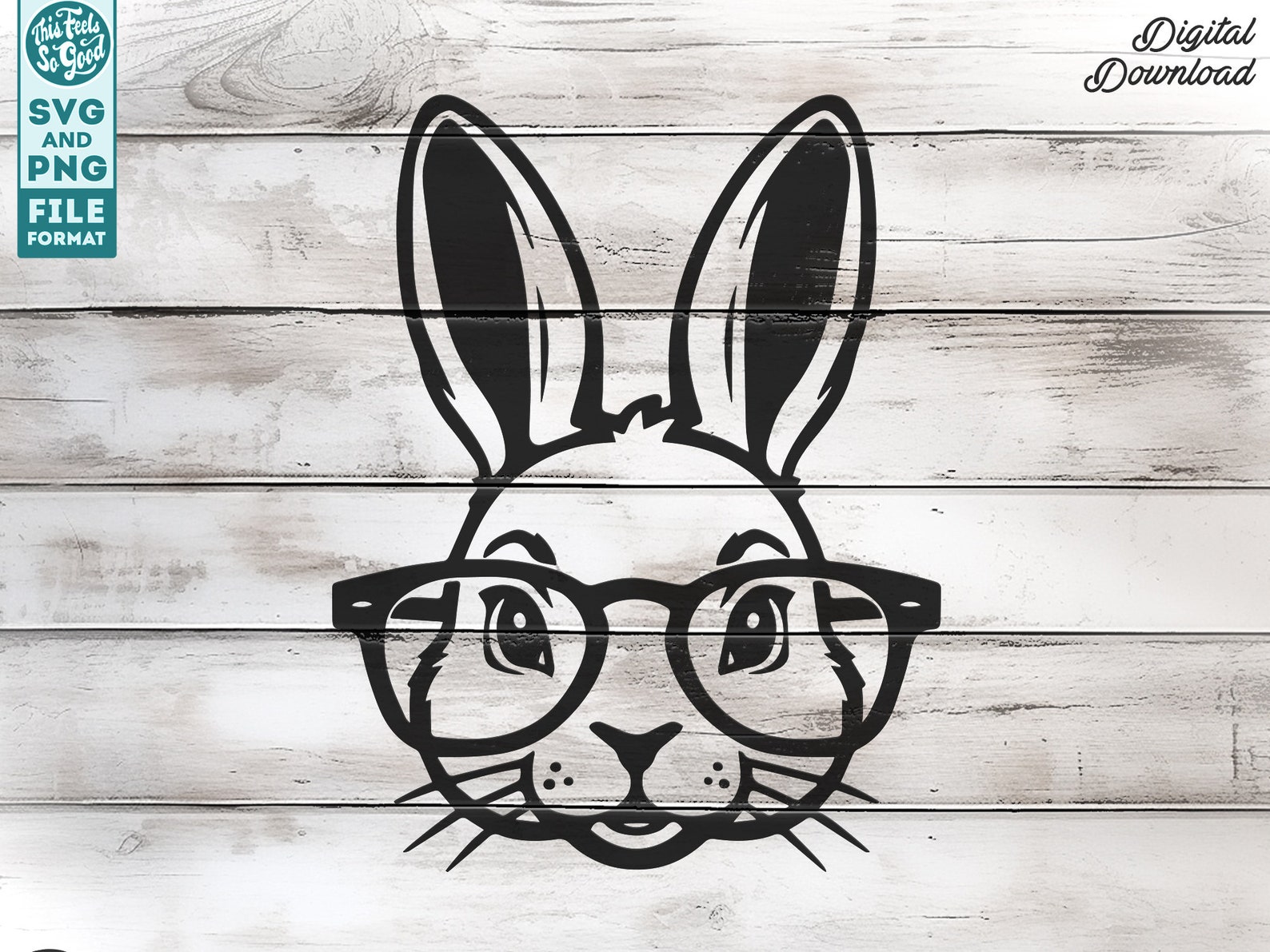 Cute Rabbit SVG, Rabbits Svg, Rabbit Wearing Glasses Cut File for ...