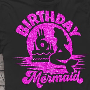 Mermaid 6th Birthday svg, 6th Birthday Mermaid svg, Birthday girl mermaid svg Girls Birthday svg cut file for Cricut. Svg, Dxf, Png Files.