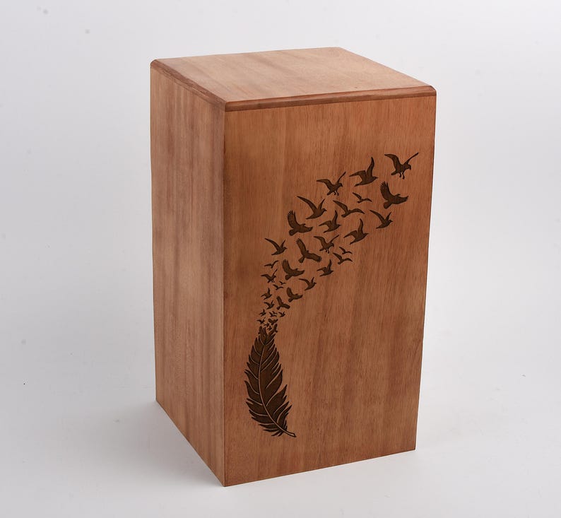 Wooden Cremation Ashes Casket, Personalised Adult Wood Urn image 2