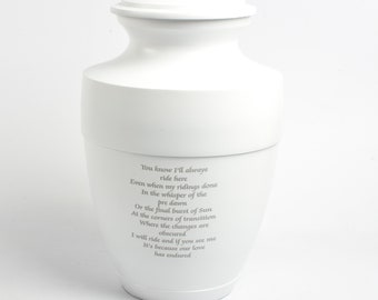 Large Adult Cremation Ashes Urn White And Silver Fully Personalised Funeral Memorial Engraved Urn
