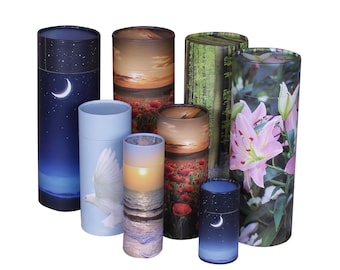 Scatter Tube urn for ashes Large Medium Small Adult Child Pet Eco Biodegradable