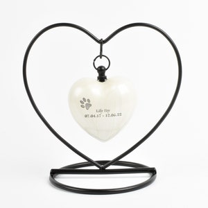 Urna de recuerdo de aluminio grabada con forma de corazón para cenizas, diseño conmemorativo para mascotas