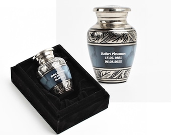 Blue Cloud Mini Keepsake Cremation Urn for Token Ashes Funeral Memorial Small Ashes Urn fully personalised