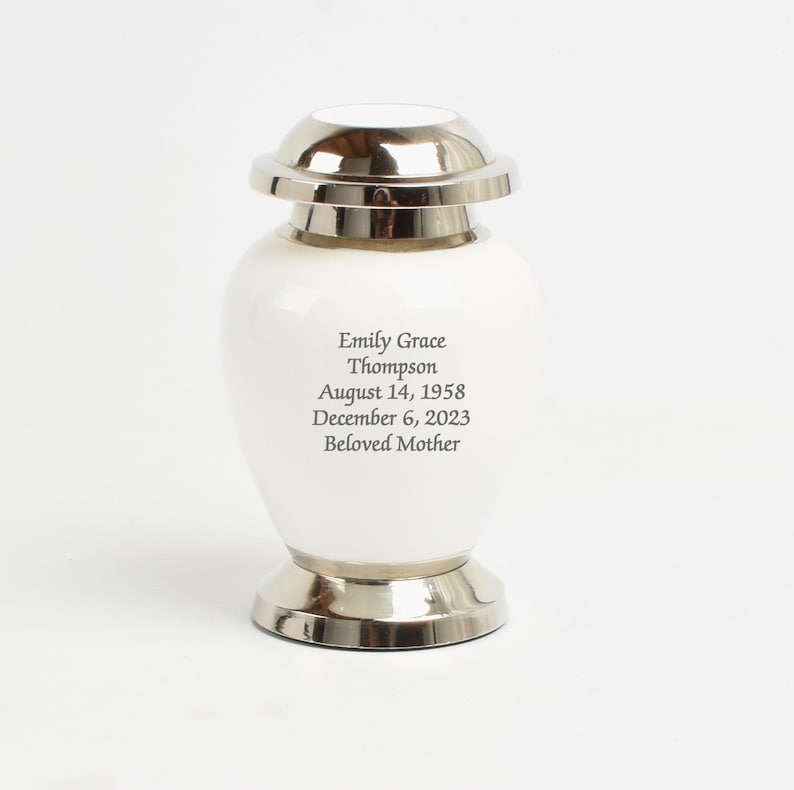 Keepsake Urn for Ashes, Small Metal Memorial Urn, Silver Flying Birds image 2