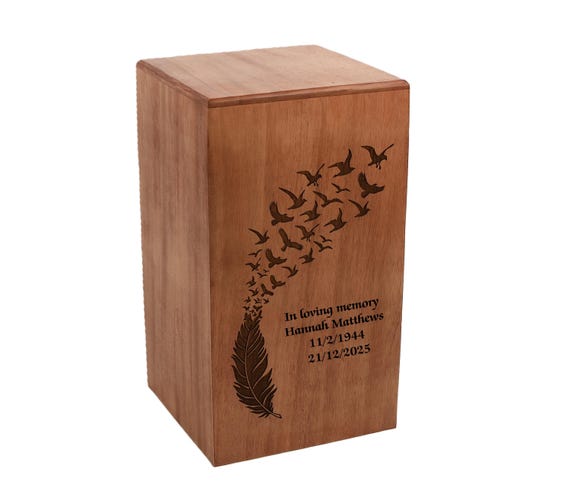 Wooden Cremation Ashes Casket, Personalised Adult Wood Urn