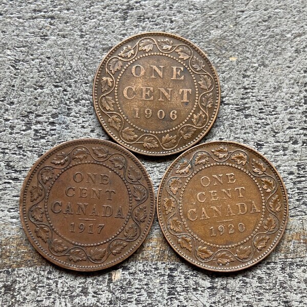 Canadian Large Cent 1906, 17 & 20 (3 Coins)