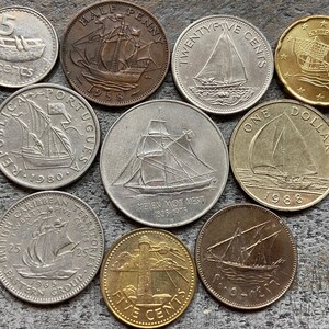 Vintage Ship and Sailing Coin Lot / 10 Different Coins