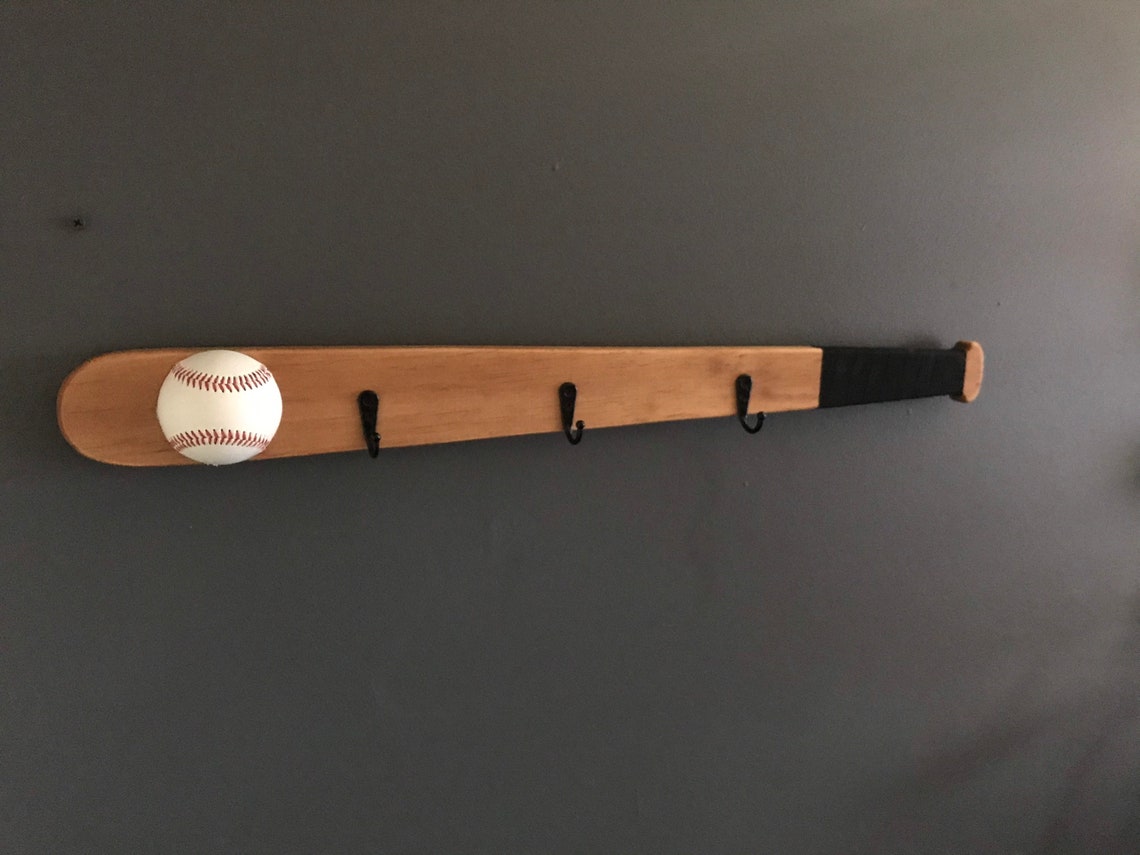 Baseball Bat Coat Rack Hanger. It is Great for Jackets, Hats, and More