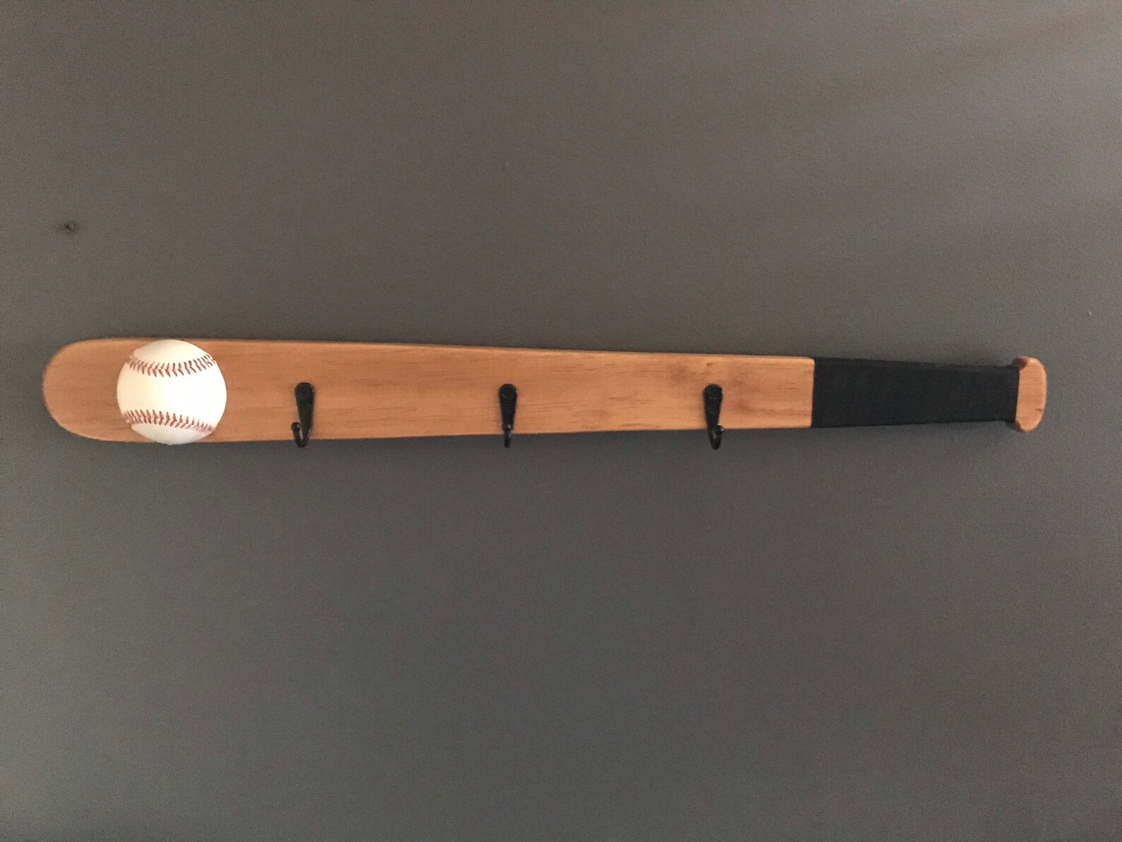 Baseball Bat Coat Rack Hanger. It is Great for Jackets, Hats, and More