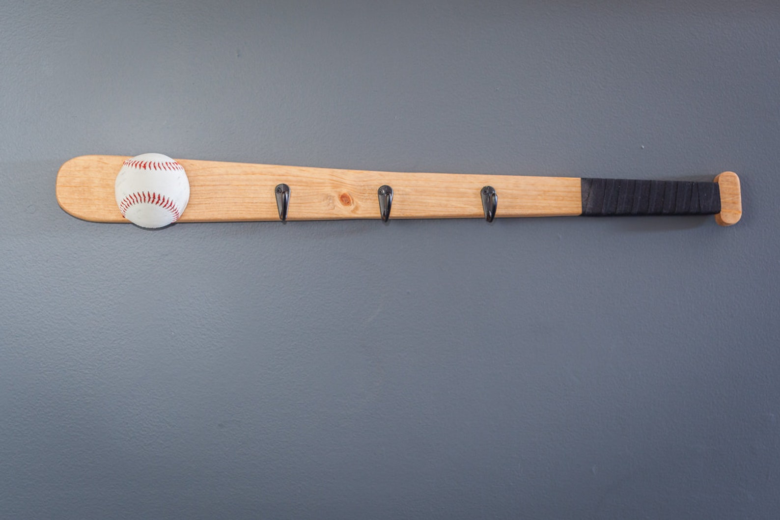 Baseball Bat Coat Rack Hanger. It is Great for Jackets, Hats, and More. It is Made With Real