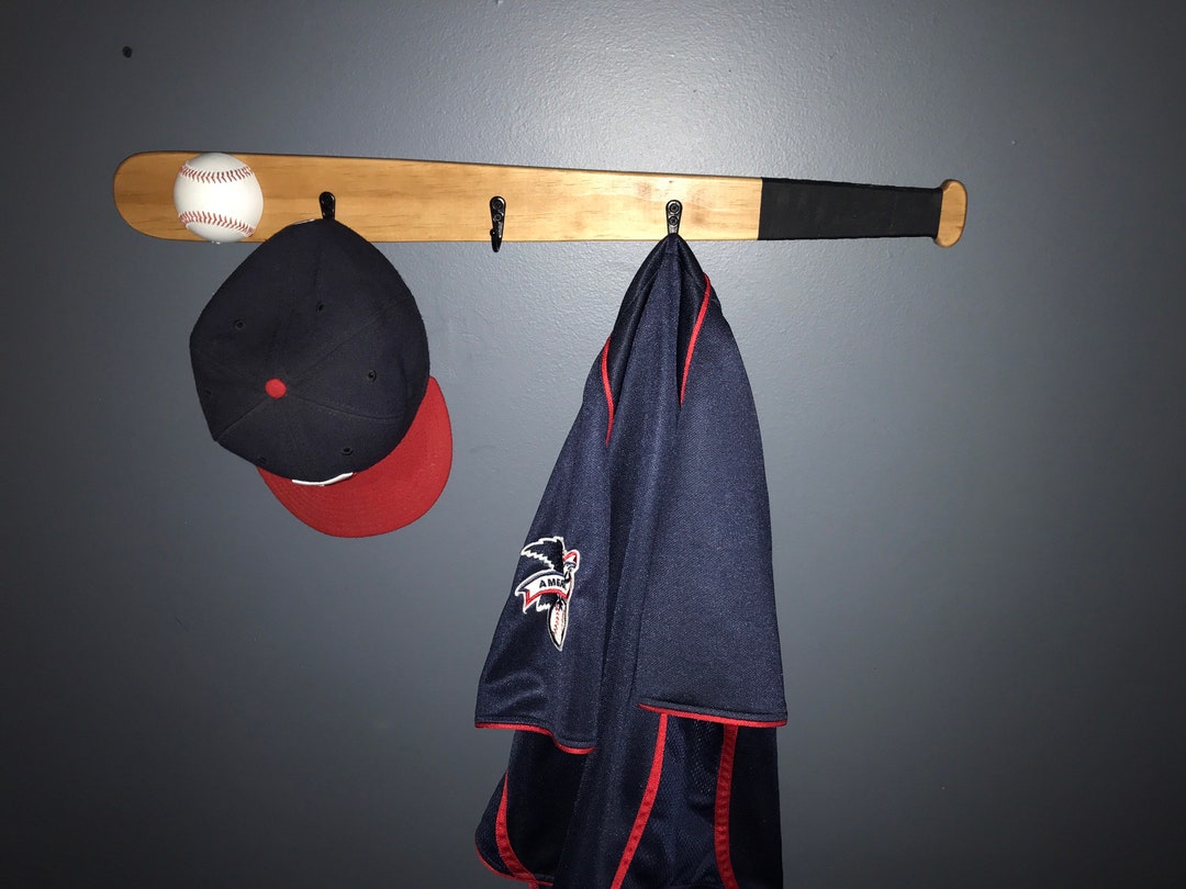 Baseball Bat Coat Rack Hanger. It is Great for Jackets, Hats, and More. It is Made With Real