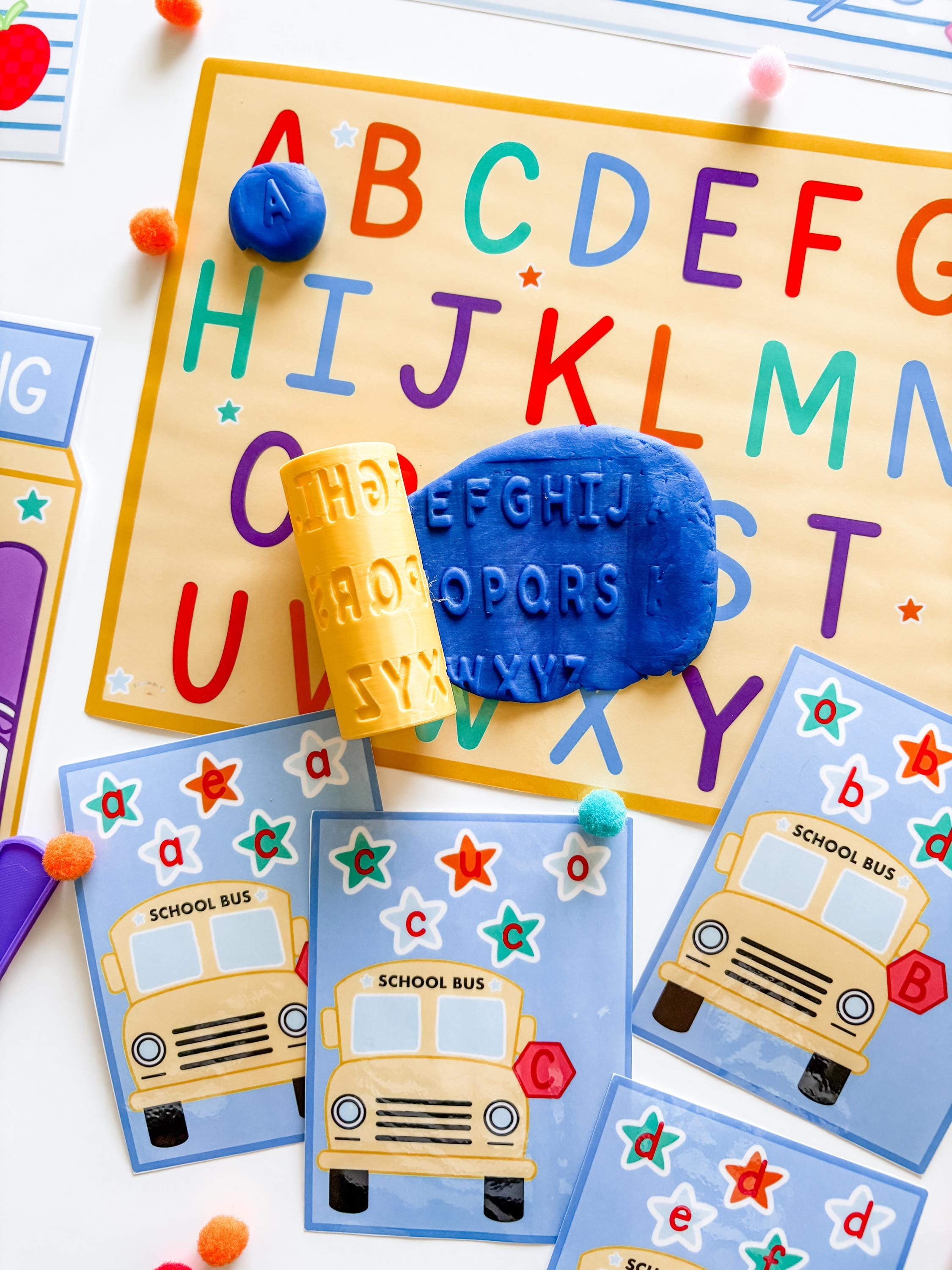 Back to School Learning Set: ABC Playdough Roller, Backpack Counters ...