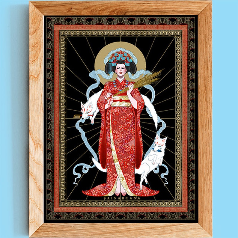 INARI Inari Ōkami Print Japanese Goddess Japanische Göttin Déesse japonaise Dea giapponese image 1