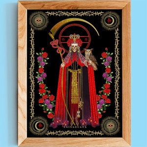 Santa Muerte Print | Nuestra Señora de la Santa Muerte |  Mictēcacihuātl | Mexikanische Mythologie | Aztec | Mexican