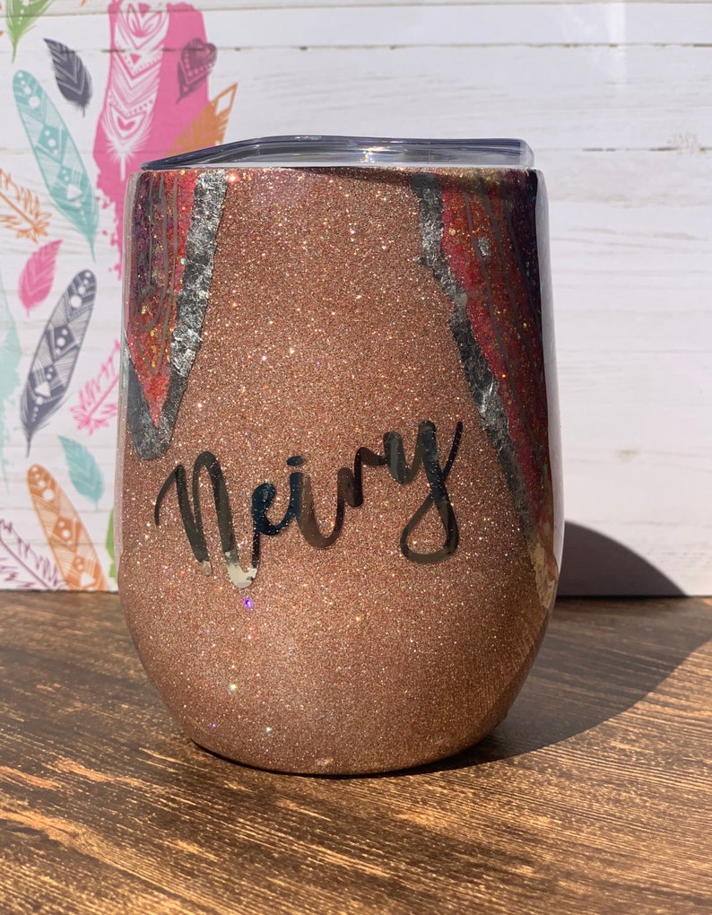 Custom Tumbler Geode Style Tumbler Glitter Tumbler