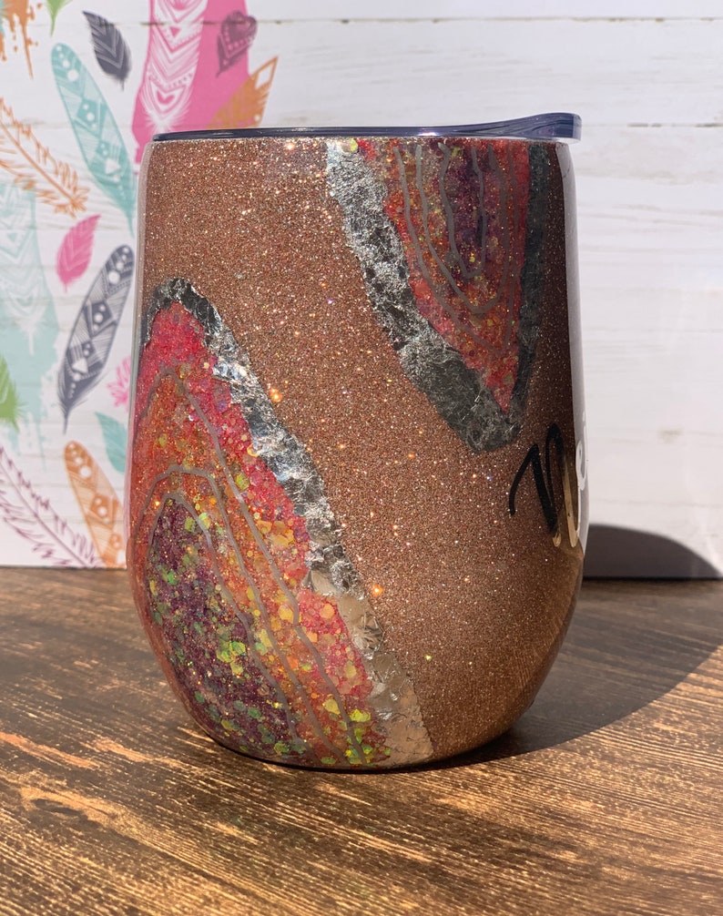 Custom Tumbler Geode Style Tumbler Glitter Tumbler