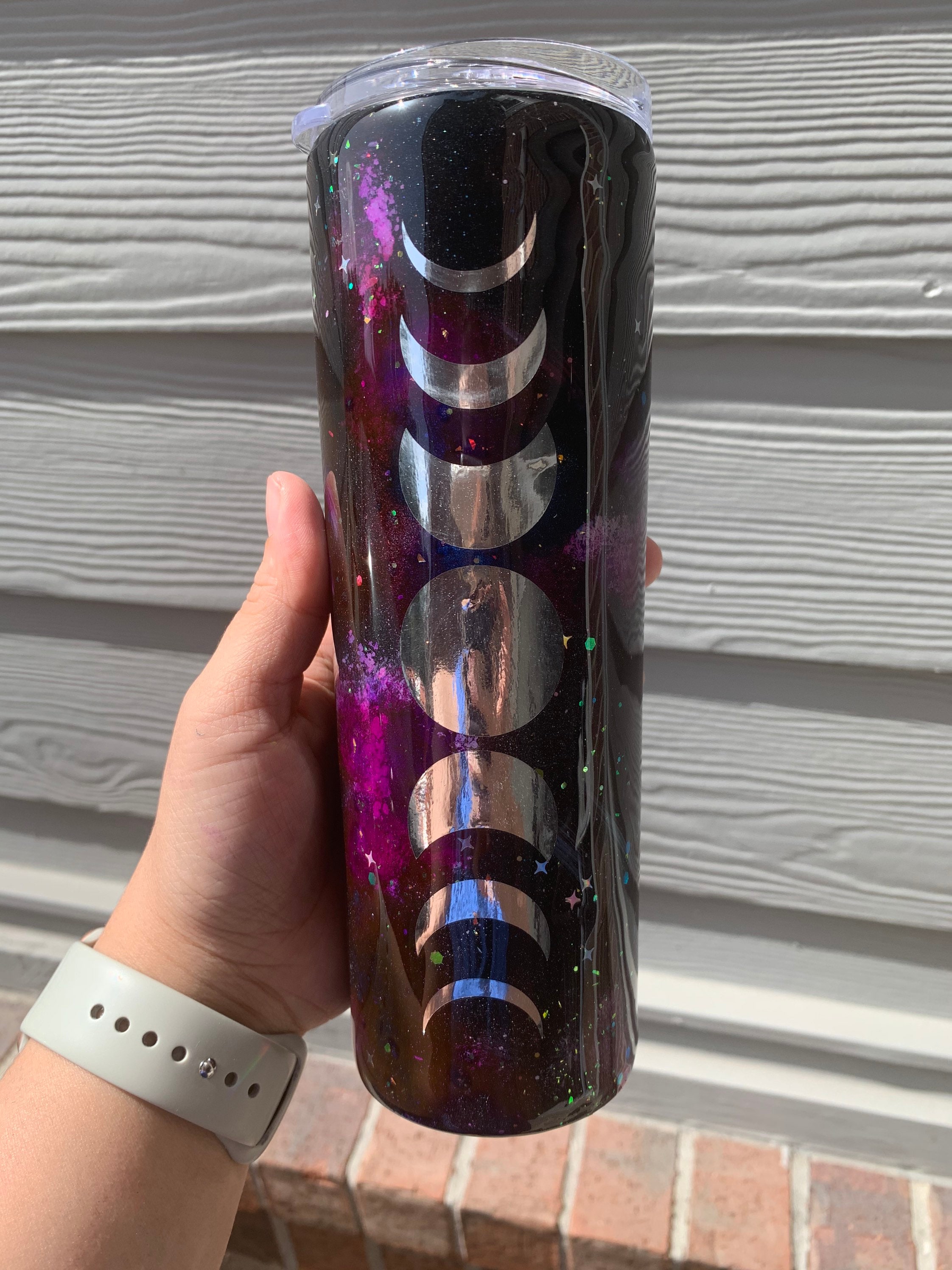Moon Phases Tumbler Moon Tumbler Cup Custom Glitter Tumbler Etsy