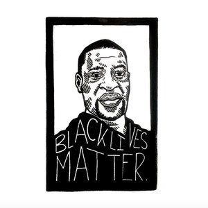 George Floyd Fundraiser -- Linocut Block Print -- Black Lives Matter -- Automatic Earth Art