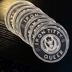 Iron Titty Queer -- Iron City -- Linocut Block Print -- Pittsburgh -- Sticker -- Hand Printed -- Automatic Earth Art