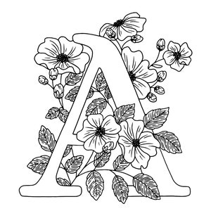 Ensemble de coloriage alphabet floral