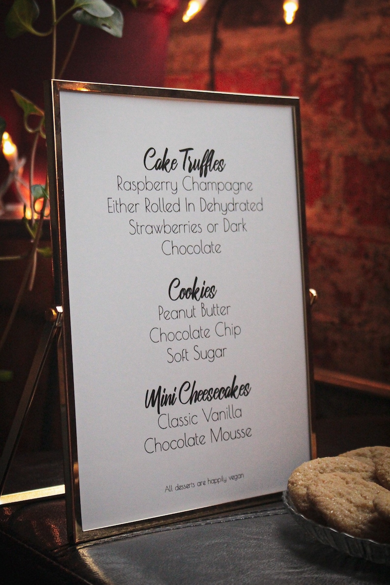 Print Ready Instant Download Sweets Menu 100/% Customizable DIY Sign Minimalist Dessert Menu Sign