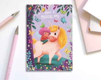 Carte anniversaire mignonne, carte anniversaire enfant, carte de voeux anniversaire, carte anniversaire licorne, anniversaire fille, jour magique