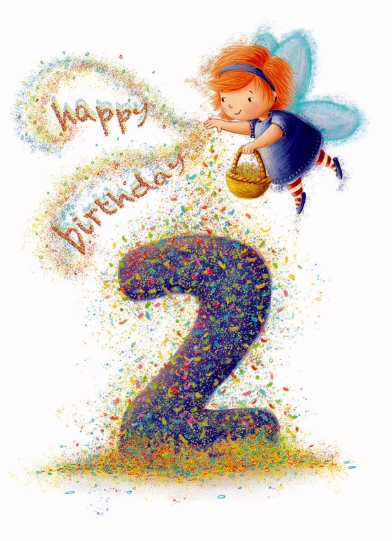 Carte De Vœux Anniversaire Fille 2 Ans Fete Joyeux Etsy France