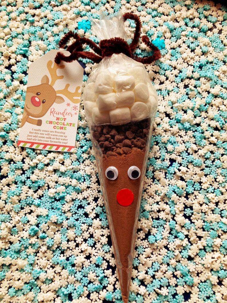 Cute Hot Chocolate Reindeer Cone.