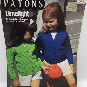 Vintage Patons #2074 Limelight Double Crepe Knitting Leaflet Klatka piersiowa 24-32" Długość od ramion 14 1/2-20 1/2" Szew rękawa 10-15"