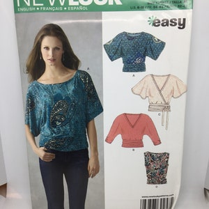 Pode incluir: Um padrão de costura para uma blusa feminina com quatro estilos diferentes. O padrão chama-se "New Look" e o número do padrão é 6648. O padrão é para os tamanhos 6-16, 34-44 e 32-44. O padrão é etiquetado como "fácil".