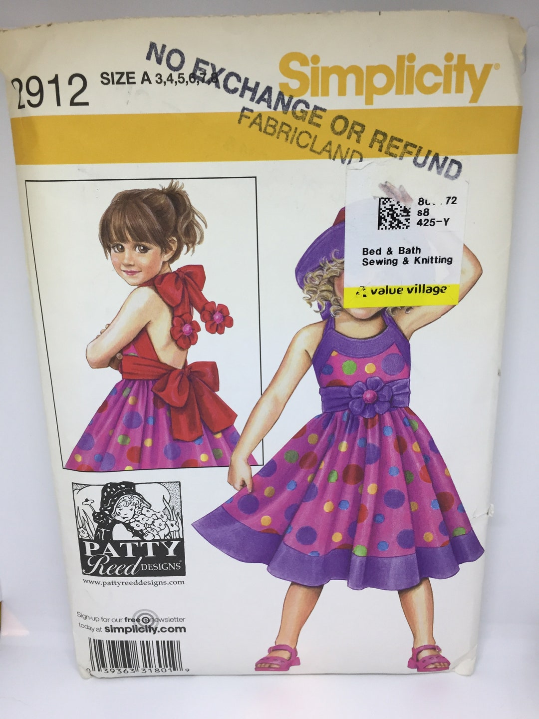 2912 Simplicity 2008 Patty Reed Designs Sewing Pattern Childs Dress and ...