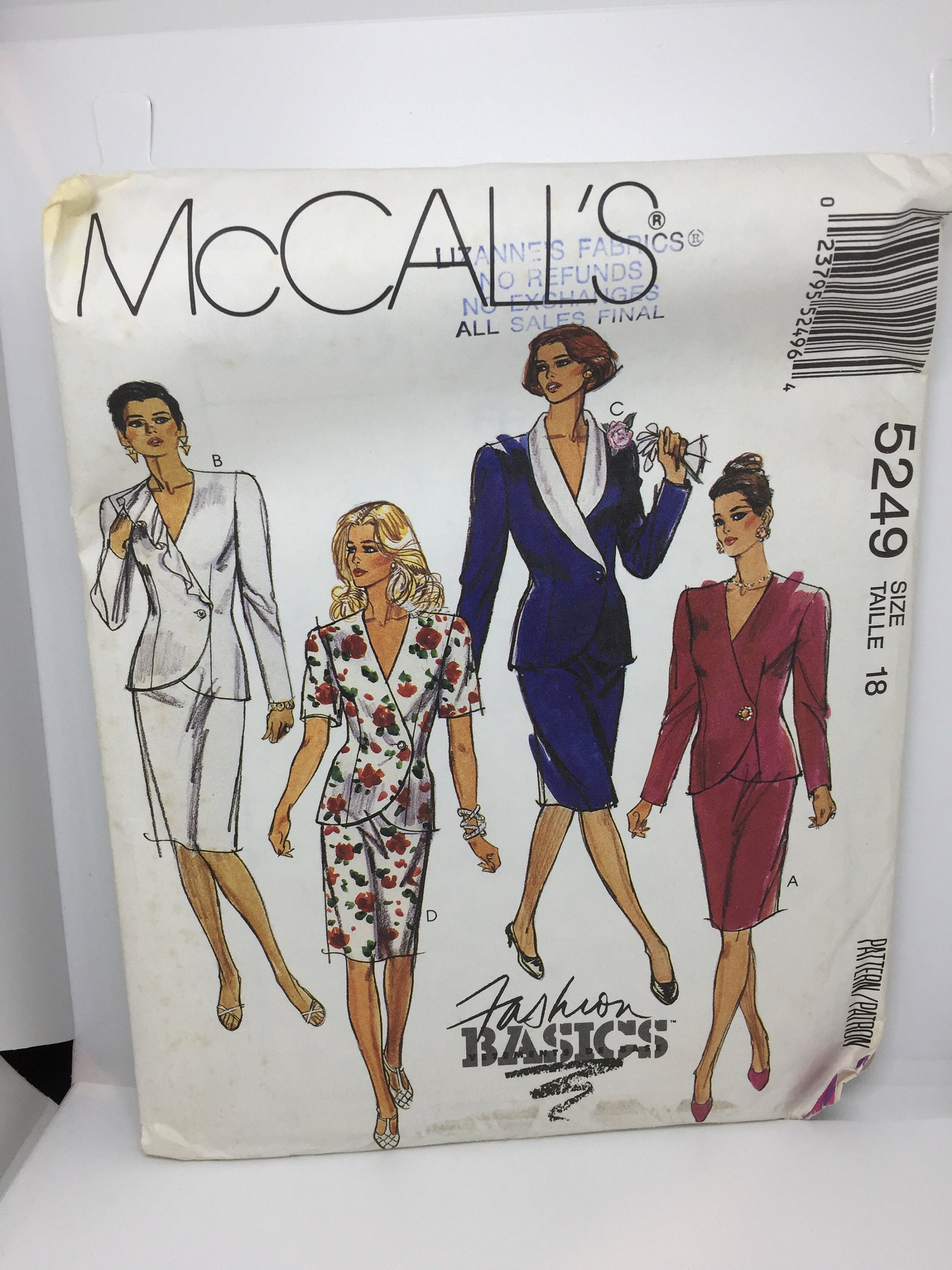 5249 Mccalls Vintage 1991 Fashion Basics Sewing Pattern Misses - Etsy UK