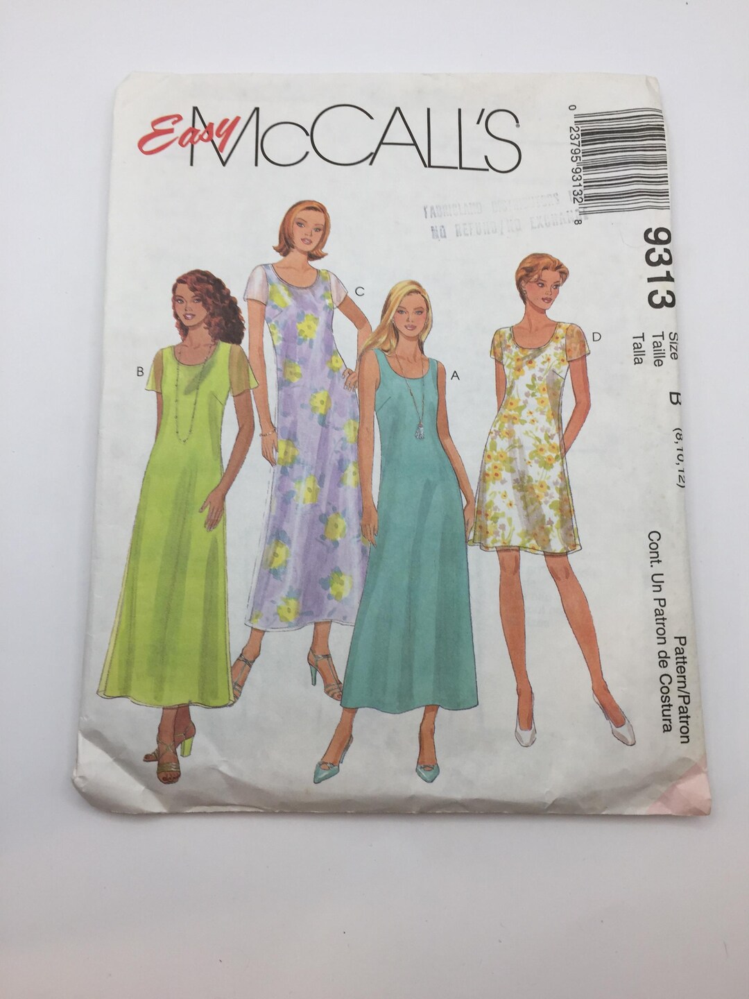 9313 Vintage 1998 Mccalls Sewing Pattern Misses Dress in 2 Lengths Size ...