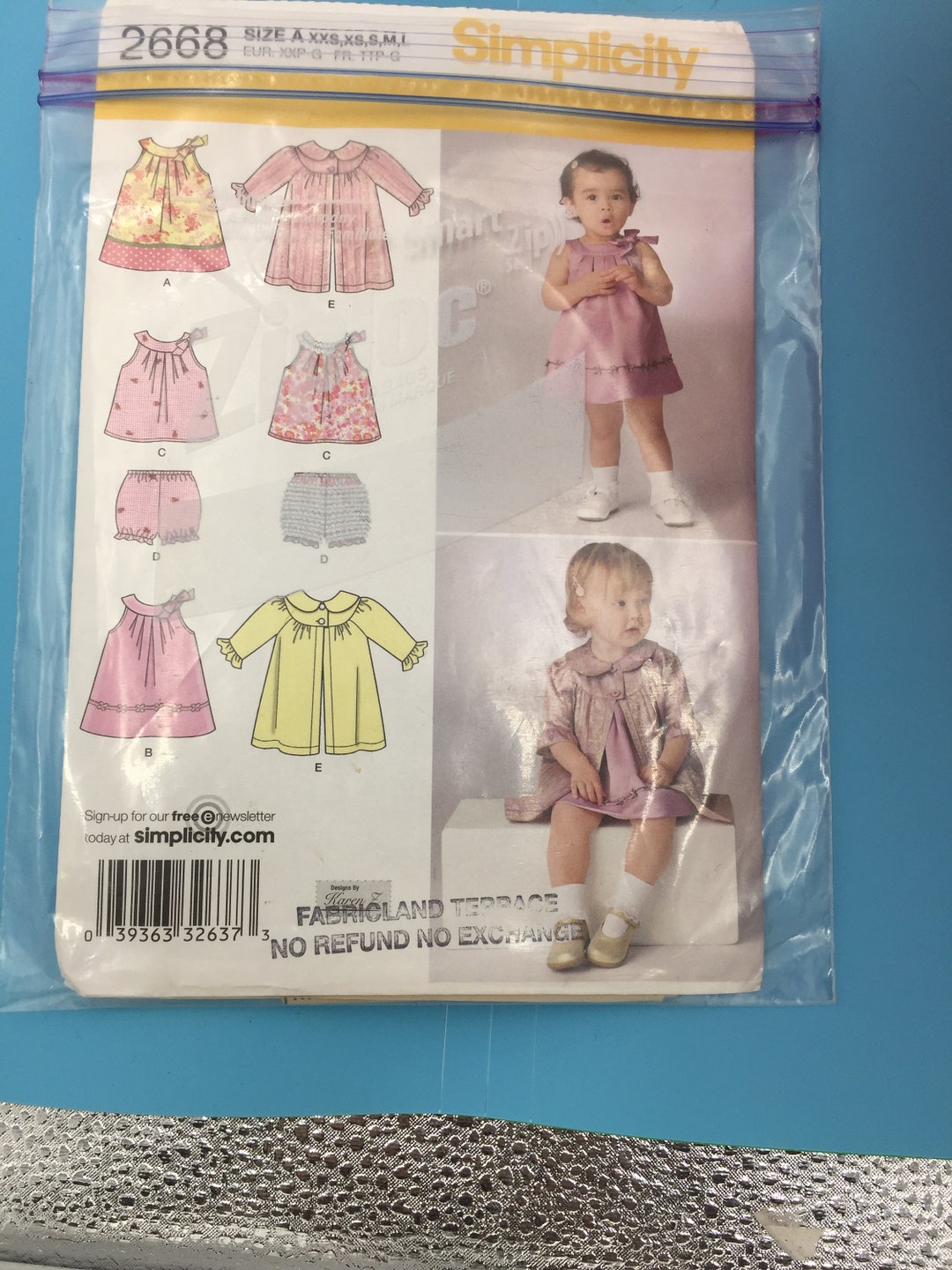 2668 Simplicity 2009 Sewing Pattern Babies Dress, Top Panties & Coat ...