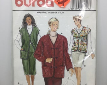 3917 Burda vintage Couture Modèle Veste doublée et jupe Taille 10-20 non coupée avec Instructions