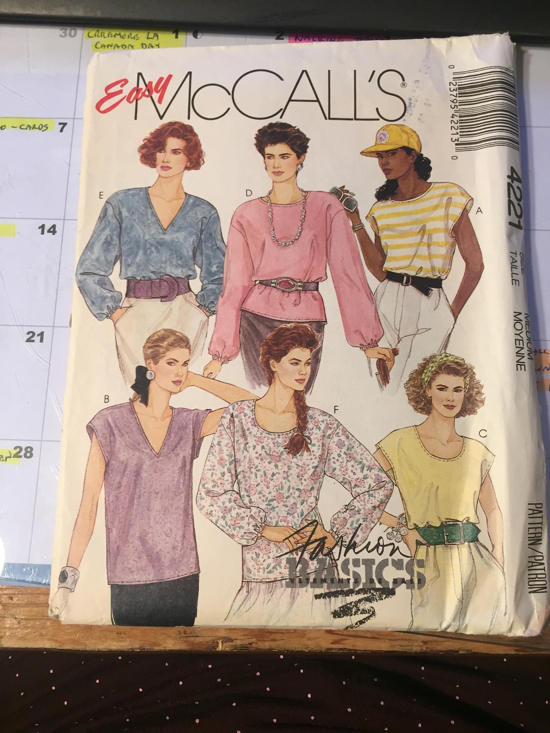4221 Vintage Easy Mccalls Sewing Pattern Misses Tops Size Medium Uncut ...